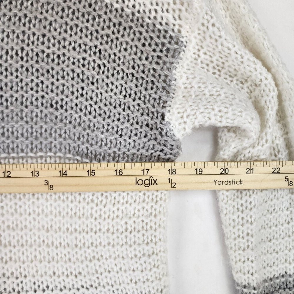 Aeropostale Sweater Womens Small Gray White Striped Casual Preppy Open Knit Top - Picture 4 of 10